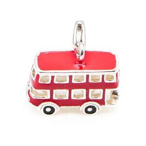 Thomas Sabo Sterling Silver London Bus Charm Pendant With Red Enamel